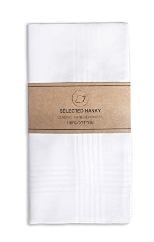 Men's Handkerchiefs,100% Soft Cotton,White Classic Hankie Pack of 12