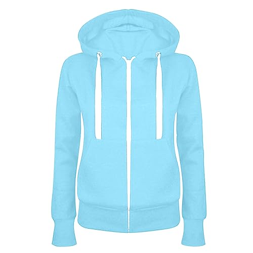 Hoodies for Women Casual Zip up Sweatshirts Jackets Long Sleeve Lightweight Drawstring Hooded Coat Solid Hoodies Jackets Cybermonday Deals