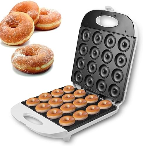 VIKNEY Mini Donut Maker,Easy and Fun Homemade Mini Donuts, Perfect for Snacking and Entertaining,Compact and Portable Design, Dual-Sided Heating, Non-Stick Coating - Makes 16 Donuts at a Time, White