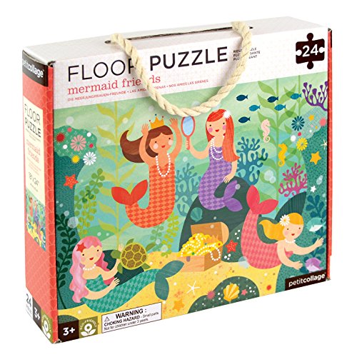 Petit Collage Floor Puzzle, Mermaid Friends, 24-Pieces  Large Puzzle for Kids, Completed Mermaid Jigsaw Puzzle Measures 18 x 24  Makes a Great Gift Idea for Ages 3+