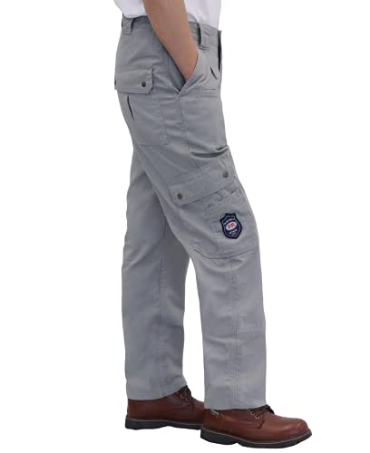 BOCOMAL FR Pants for Men Cargo Flame Resistant Pants(2112&CAT2) 100% C 7.5oz Utility Fire Resistant Pants Grey