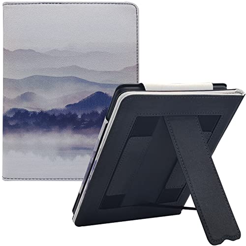 GOVTVA Stand Case for 6.8" All-New Kindle Paperwhite 11th Generation 2021 Released (Include Signature and Kid Edition) Cover with Auto Sleep/Wake/Double Hand-held (Misty Mountains)