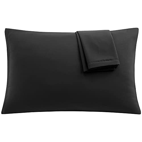 uxcell 2 Pack Pillow Cases Soft 1800 Series Microfiber Pillowcases Set with Zipper Standard(20"x26") Black