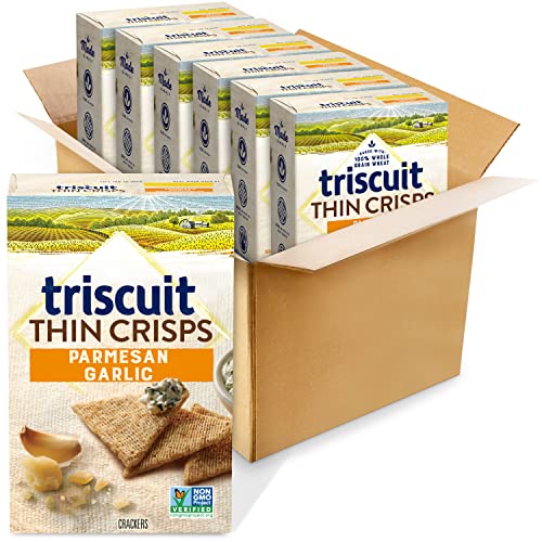 Triscuit Thin Crisps Parmesan Garlic Whole Grain Wheat Crackers, 6 - 7.1 oz Boxes