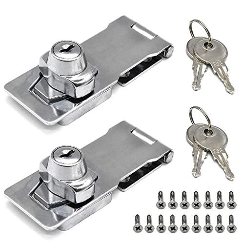 2Pcs Keyed Hasp Locks 4 x 1-5/8 Catch Latch Safety Lock Door Lock with Key