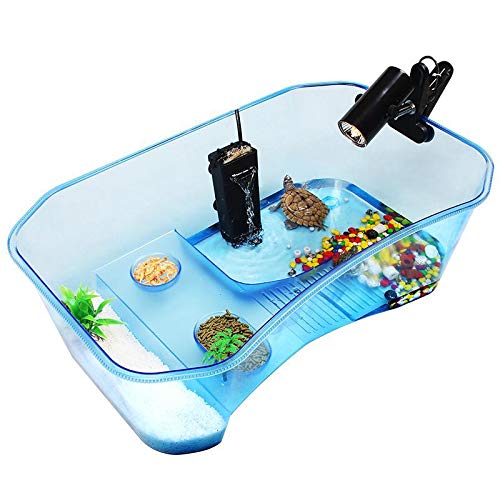 Turtle Tank Aquarium,Reptile Tank,Turtle Aquarium Terrapin Lake with Platform Plants for Pet Reptile Habitat