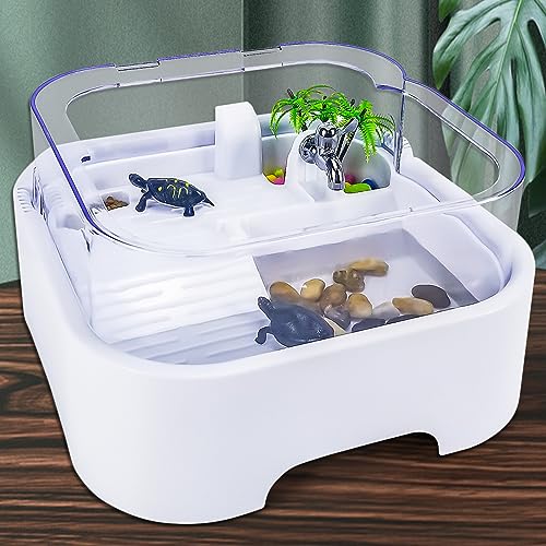 RunDuck Mini Turtle Cage Kit with Filter, Climbing and Sunbathing Platforms, Feeding and Swimming Areas, and Planting Space - Great Gift for Kids