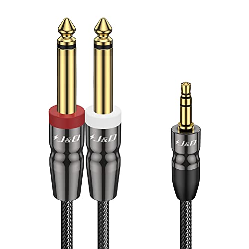 J&D 3.5mm to Dual 1/4 inch Stereo Splitter Y Cable, 3.5mm 1/8 inch TRS Stereo Male to Dual 1/4 inch 6.35mm Mono Male Y-Splitter Cable for Phone/Amplifiers/Mixer Audio Recorder, 6 Feet