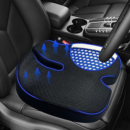 TOYALI Upgrades X Large Gel Enhanced Memory Foam Car Seat Cushion - Orthopedic Coccyx,Tailbone,Sciatica & Back Pain Relief - Office Chairs,Car Seat,Wheelchair Cushion (Black)