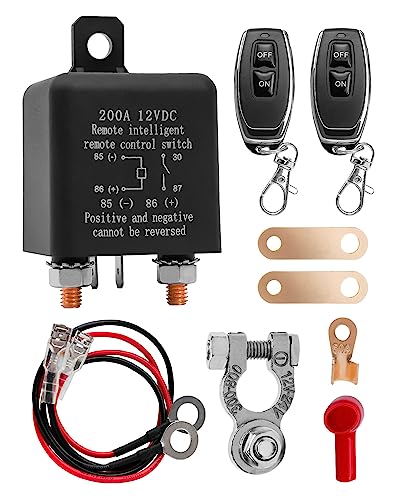 Remote Battery Disconnect Switch Battery Kill Switch for Car Truck Boat, DC 12V 200A Wireless Remote Control Kill Switch Anti Theft Battery Cut Off Switch Shut Off Switch