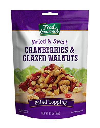 Fresh Gourmet Dried Cranberries & Glazed Walnuts | 3.5 Ounce, Pack of 9 | Crunchy Snack and Salad Topper