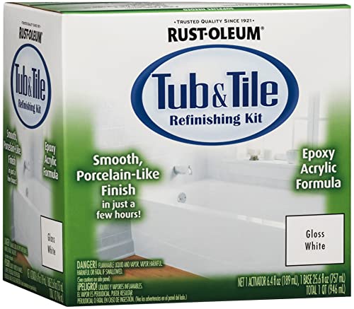 Rust-Oleum 384165 Tub And Tile Refinishing 2-Part Kit, Gloss White,White