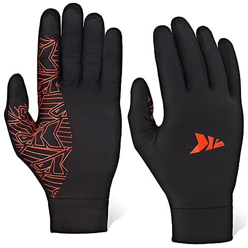 KastKing Morning Frost Liner Gloves Improved Thermal Touch Screen Glove Liners, Winter Running Gloves for Men and Women, Black, Large