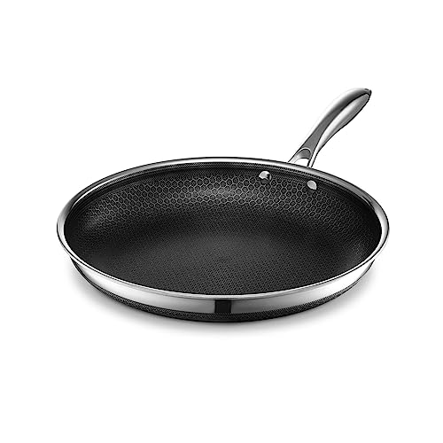 HexClad Hybrid Nonstick Frying Pan, 12-Inch, Stay-Cool Handle, Dishwasher and Oven Safe, Induction Ready, Compatible with All Cooktops