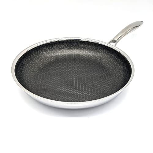 Cooksy 11 Inch Hexagon Surface Hybrid Stainless Steel Frying Pan