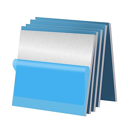 Tynulox 5PCS 6061 Aluminum Sheet Metal 1/4" x 4" x 4", Aluminum Plates Covered with Protective Film, Heat Treatable Aluminum Flat Bar for DIY Craft, Industry