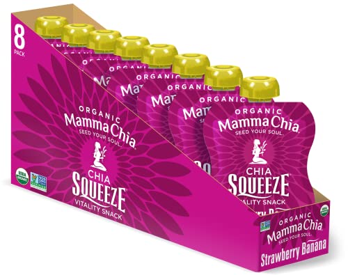 Mamma Chia Organic Vitality Squeeze Snack, Strawberry Banana, 3.5 Ounce (Pack of 16)