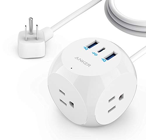 Anker Power Strip, PowerCube with 3 Outlets & 30W USB C,5ft Extension Cord, Power Delivery High-Speed Charging for iPhone 14/14Pro/13/12, for Dorm/Office,Cruise Travel Essential,TUV Listed