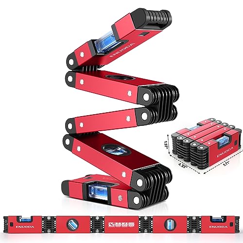 ENUODA Multi-function Foldable Level, 28 Inch Extendable Torpedo Levels, Multi-Angle Leveler Tool with Magnetic, Woodworking Measurement Tools for Craftsman Plumbers Carpenters Bricklayers