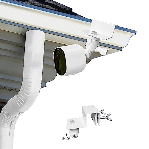 Rustfree Gutter Mount for Security Camera and Solar Panel -No Drill, 1/4" Thread Gutter Brackets (1 Pack,White)-Ideal for Wyze, Arlo, Ring Stick Up, Eufy, SimpliSafe Devices (Not for Ring Solar Panel)