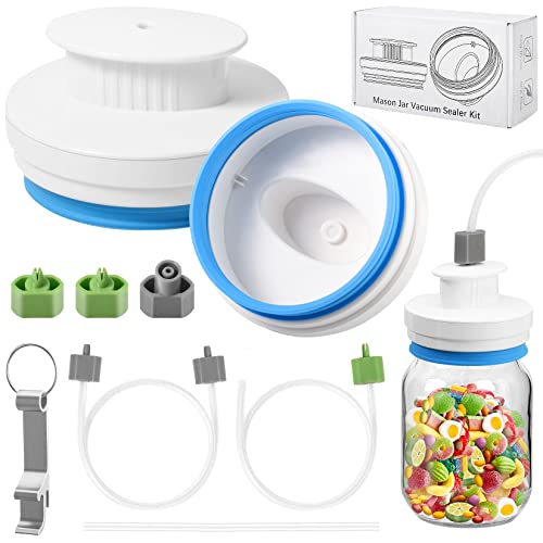 Jar Sealer Kits for FoodSaver Vacuum Sealer - Upgrade Canning Sealer Set with Hoses for Mason Jars with Regular and Wide Mouth, Additional Connectors Compatible with All FoodSaver Sealers (White)