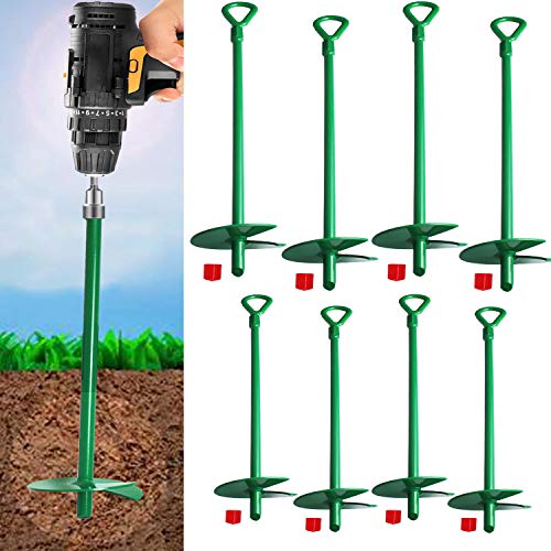 Cyleodo 18" Long Green Ground Anchor Kit(8Pcs/Set), 3" Wide Helix,Heavy Duty Anchor Hook with Solid Steel ShaftBest Choice for Swing Sets, Securing Animals,Camping Tent, Canopies, Car Ports, Sheds 