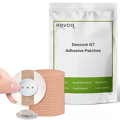 KOVOQ Dexcom G7 Adhesive Patches, 25 Waterproof Adhesive Patches + 1 Reusable Hardshell Cover for Dexcom G7, Latex-Free, Hypoallergenic, Breathable (Tan)