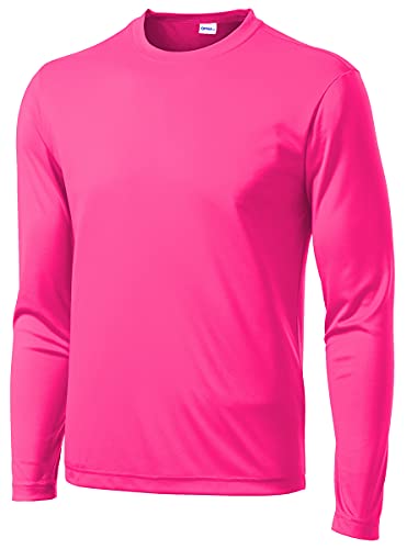 Opna Men's Long Sleeve Moisture Wicking Athletic Shirts NEOPNK-XL Pink