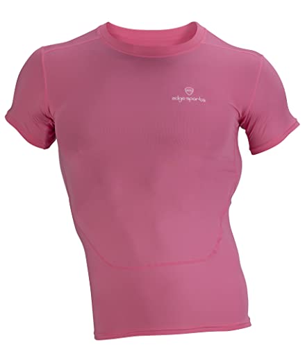 EDGE SPORTS Elite Performance Cool Dry Compression Shirt with UV Protection Activewear (Pink, Small)