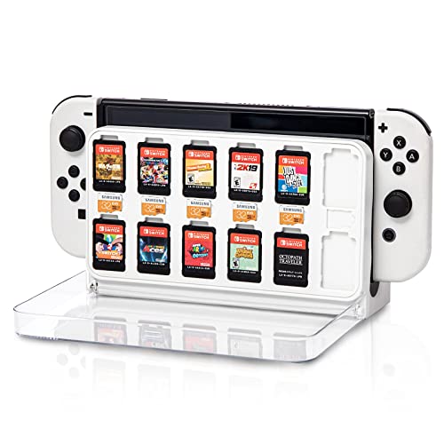 ECHZOVE Premium Game Card Case for Switch OLED, Switch Card Case Cartridge Game Card Display Cabinet Box, Portable Switch Game Holder Fit Switch OLED Charging Station (12 game cards and 6 TF cards)