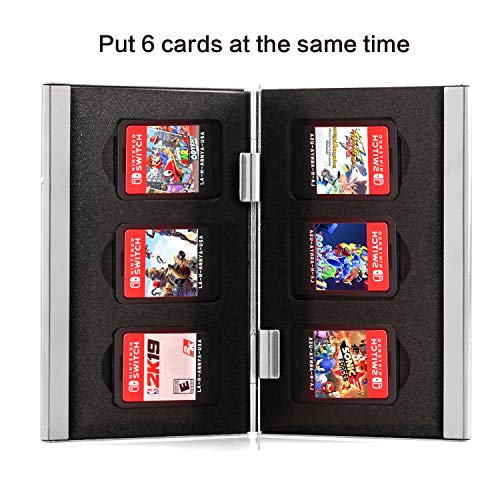 ECHZOVE Premium Game Card Case for Nintendo Switch, Aluminum Game Cartridge Holder for Nintendo Switch ( Hold 6 Game Cards) - Silver