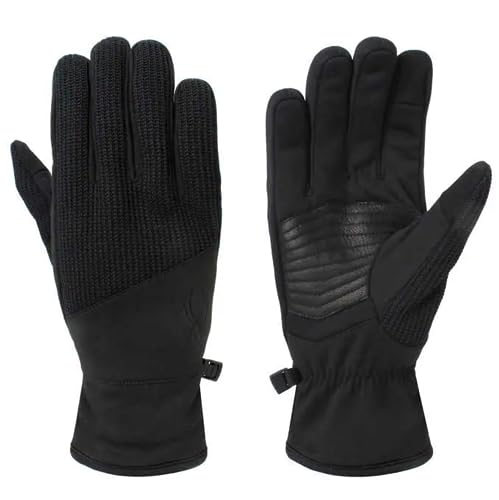 Spyder Core Conduct Gloves, Black, Size Medium, Touchscreen Compatible, Leather Palm Patch, 360 Degree Stretch, Sweater Knit Bonded