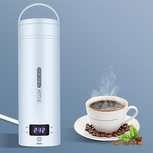 Travel Electric Kettle Portable Small MiniTea Coffee Kettle Water Boiler,Water Heater with 4 Temperature Control,304 Stainless Steel with Auto Shut-Off & Boil Dry Protection, BPA-Free (Blue)