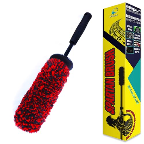 Clenzee Microfiber Wheel Brush - Soft Non Metallic Wheel Cleaner Brush, Rim Cleaner Brush and Tire Brush Non Bendable Small Size