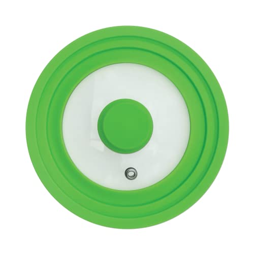 Universal Lid for Pots, Pans and Skillets - Tempered Glass with Heat Resistant Silicone Rim Fits 6", 7" and 8" Diameter Cookware, Lime Green, Replacement Lid for Frying Pan and Cast Iron Skillet