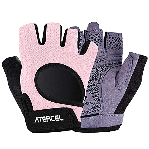 ATERCEL Weight Lifting Gloves Full Palm Protection, Workout Gloves for Gym, Cycling, Exercise, Breathable, Super Lightweight for Men and Women(Pink, L)