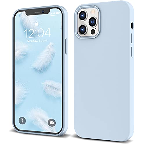 IceSword iPhone 12 Case and iPhone 12 Pro Case 6.1 (2020), Liquid Silicone Case Cover, Soft Microfiber Cloth, Matte Cute Pastel Baby Blue, Gel Rubber Drop Protective Shockproof 12/12P - Baby Blue