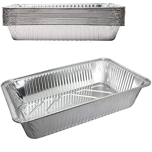 Durable Disposable Aluminum Foil Steam Roaster Baking Pans, Deep, Heavy Duty Baking Roasting Broiling 20 x 13 x 3 inches Thanksgiving Turkey Dinner (10)