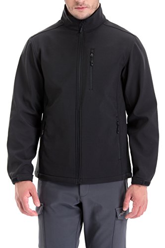 TRAILSIDE SUPPLY CO. Men's Softshell Fleece-lined Jackets/Winter Outdoor Coats/Windbreaker/Medium-weight Water-repellent, Black, 3XL