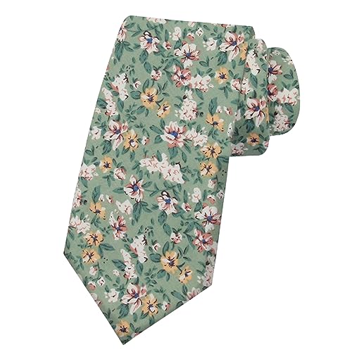 Mantieqingway Men Skinny Tie Cotton Floral Tie 2.56'' Slim Necktie for Wedding Groomsmen Neck Tie