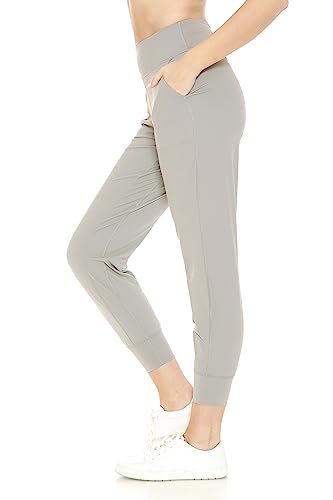 Leggings Depot Women's Active Jogger Sweatpants with Pockets, Light Gray, Medium