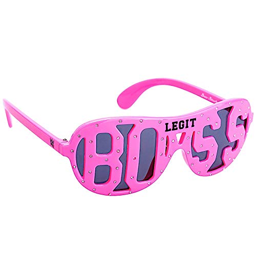 Sun-Staches WWE Official Sasha Banks Legit Boss Sunglasses Wrestling Costume Accessory UV 400 Lenses, Signature Pink Frames, One Size Fits Most