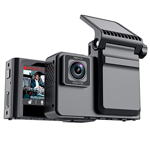 Front 2K Inside 2K Dual Dash Cam Car Dashboard Camera with Infrared Night Vision, 170 Wide Angle, Parking Monitoring