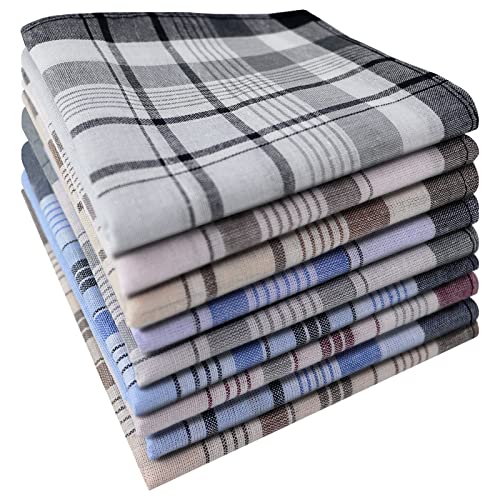 Handkerchiefs Men Cotton - 100% Cotton Handkerchiefs for Men, Stripe Mens Hankerchief Cotton Machine Wash, Men Hankerchief Pocket Squares for Suit, 15''x 15'' Hankerchief Mens Hankies