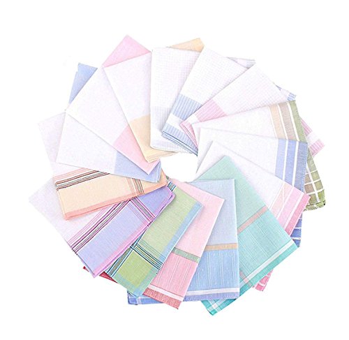 Forlisea Women Colorful Light Color Handkerchief Cotton Hanky