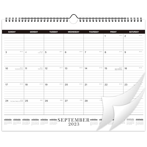 Calendar 2023-2024 - Sep. 2023 - Dec. 2024, 2023-2024 Wall Calendar, 16-Month Calendar, 14.6" x 11.5", Twin-Wire Binding + Hanging Hook + Thick Paper + Unruled Blocks with Julian Dates - Ruled Blocks