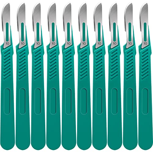 10 PCS Scalpel Blades with #10 Scalpels Surgical Blades,Disposable Blades with Protective Cover,Laboratory Blade-Lab Knives- Carving Blades with Handle-Art Blades Practicing Cutting-Crafts & More