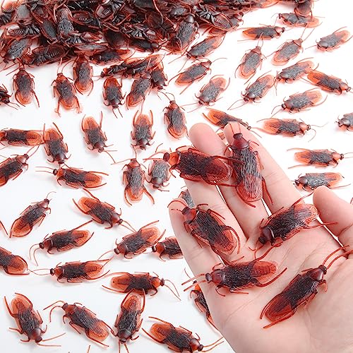 Manmel 180PCS Fake Roaches Toys Set, Realistic Fake Cockroaches Great Way to Play a Prank, Faux Cockroaches for Halloween Prank Toy, Kids Trick Joke Toys Adult Fool's Day Prank Gifts Party Favors