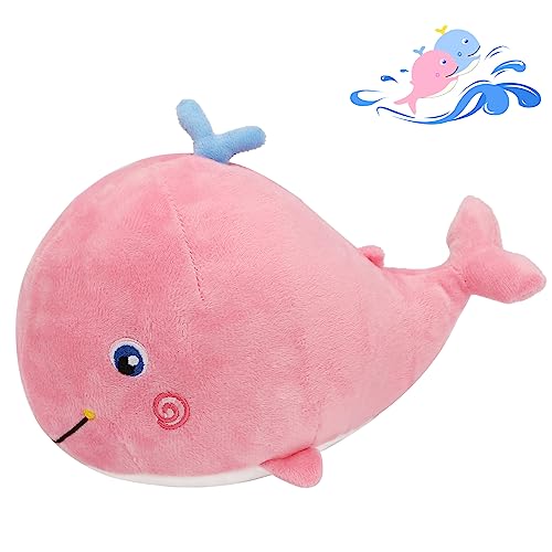 MUPI Squirting Whale Plush Toy Plush Pillow Whale Stuffed Animals 10 inches Plush Pillow - Shark Humpback and Jellyfish Stuffed Animals - Ocean Decor and ToysPink