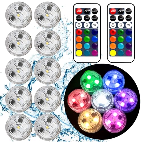 Small Submersible Led Lights with Remote,Mini LED Light,Waterproof Tea Light,Underwater Lights,Flameless Candles,Suitable for Vases, Fish Tanks, Hot Tubs, Parties,Wedding,Halloween Decorations